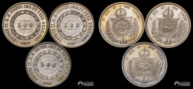Brasil, Rio de Janeiro. Lote de tres: 500 Reis. 1856-1858.