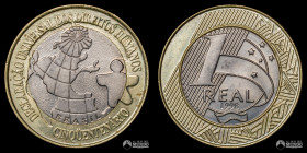Brasil, Rio de Janeiro. 1 Real. 1998. Cincuentenario de la Declaracion Universal de los Derechos Humanos.