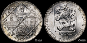 Checoslovaquia, Kremnica. 100 Coronas. 1988. Exposicion Mundial de Filatelia en Praga.