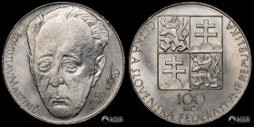 Checoslovaquia, Kremnica. 100 Coronas. 1990. Centenario de Bohuslav Martinů.