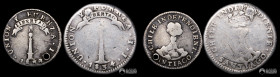 Chile, Santiago. Pareja: ½ y 1 Real "Independiente". 1834.
