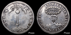 Chile, Santiago. 1 Peso "Independiente". 1831. Copia "Vicencio", años 60-70.