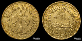 Chile, Santiago. 8 Escudos "Independiente". 1818. IJ. Oro.
