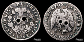 Chile, Santiago. ½ Real "Rompecadenas". 1842. IJ.