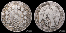 Chile, Santiago. 1 Real "Rompecadenas". 1843. IJ.