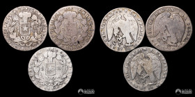 Chile, Santiago. Lote de tres: 1 Real "Rompecadenas". 1845.
