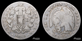 Chile, Santiago. 2 Reales "Rompecadenas". 1850. LA.