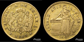 Chile, Santiago. 1 Escudo "Igualdad". 1843. IJ. Oro.