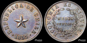 Chile. ½ Centavo. 1853. Estrella central en relieve.