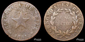 Chile, Santiago. 1 Centavo. 1851.