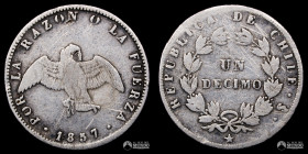 Chile, Santiago. 1 Decimo "Paloma". 1857.