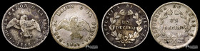 Chile, Santiago. Pareja: 1 Decimo "Paloma". 1856-1861.