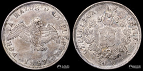 Chile, Santiago. 20 Centavos "Paloma". 1857.
