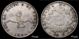Chile, Santiago. 50 Centavos "Paloma". 1854.