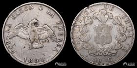 Chile, Santiago. 50 Centavos "Paloma". 1858.