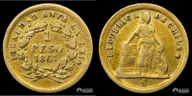 Chile, Santiago. 1 Peso "Igualdad". 1861. Oro.