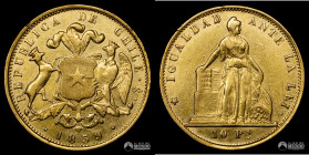 Chile, Santiago. 10 Pesos "Igualdad". 1859. Oro.