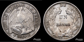 Chile, Santiago. 1 Decimo "Pechugon". 1864.