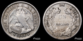 Chile, Santiago. 1 Decimo "Pechugon". 1865.