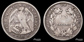 Chile, Santiago. 1 Decimo "Pechugon". 1865/4.