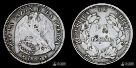 Chile, Santiago. 1 Decimo "Pechugon". 1866.