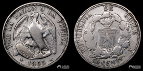 Chile, Santiago. 50 Centavos "Pechugon". 1865.