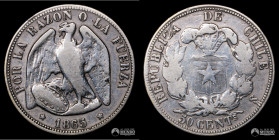Chile, Santiago. 50 Centavos "Pechugon". 1865.
