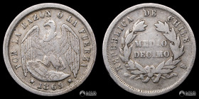 Chile, Santiago. ½ Decimo "Aguila". 1869.