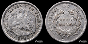 Chile, Santiago. ½ Decimo "Aguila". 1873.