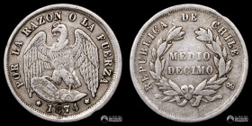 Chile, Santiago. ½ Decimo "Aguila". 1874.
