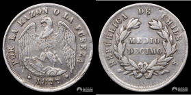 Chile, Santiago. ½ Decimo "Aguila". 1877.
