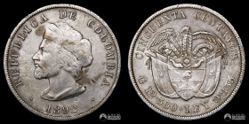 Colombia. 50 Centavos. 1892. 400 Años del Descubrimiento de America.