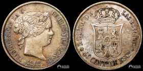 España, Madrid. 40 Centimos. 1868 (Isabell II).