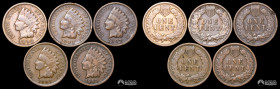 Estados Unidos. Lote de cinco: 1 Centavo "Indian Head". 1892-1908.