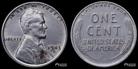 Estados Unidos, Denver. 1 Centavo "Wheat Ears". 1943. Centavo de acero.