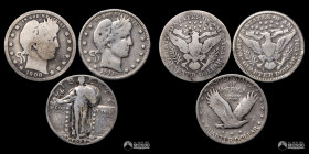 Estados Unidos. Lote de tres: ¼ de Dolar "Barber". 1908-1928.