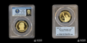 Estados Unidos, San Francisco. 1 Dolar "Presidencial". 2007. Thomas Jefferson. PCGS PR69 DCAM.