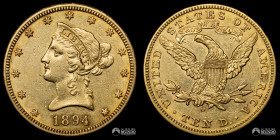 Estados Unidos, Nueva Orleans. 10 Dolares (Eagle) "Coronet Head". 1894. Oro.