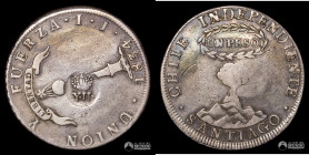 Filipinas. 1 Peso. 1834 (Isabel II). IJ. Resello sobre moneda chilena.
