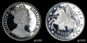 Gibraltar. 14 ECUs (10 Libras). 1991 (Isabel II).