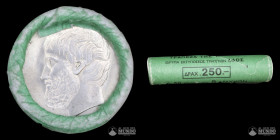 Grecia, Atenas. Rollo original de cincuenta monedas de 5 Dracmas. 1980.