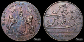 India (Raj britanico), Madras. 20 Cash. 1803 (Jorge III).