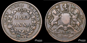 India (Raj britanico), Madras. ½ Anna. 1835 (Guillermo IV).