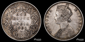 India (Raj britanico), Bombay. 1 Rupia. 1901 (Victoria).