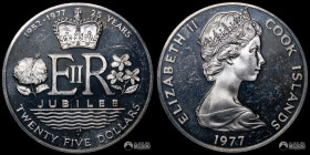 Islas Cook. 25 Dolares. 1977. Jubileo de plata de Isabel II.