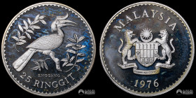 Malasia. 25 Ringgit. 1976 (Yahya Petra - Agong VI). Serie Conservacion - Calao rinoceronte.