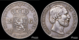 Paises Bajos, Utrecht. 2 ½ Florines. 1858 (Guillermo III).