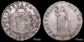Peru, Cuzco. 2 Reales. 1828. G.