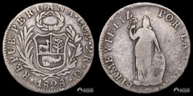 Peru, Cuzco. 2 Reales. 1828. G.