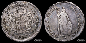 Peru, Lima. 2 Reales. 1830/29. MJ.